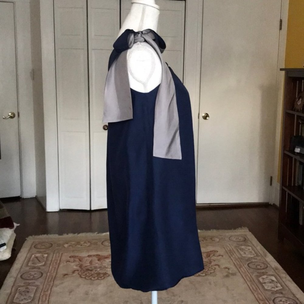 Ella Moss one shoulder navy blue silk bubble hem dress - Picture 5 of 9